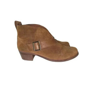 Ugg Women's Wright Belted Brown Suede Leather Ankle Boots Bootie US 8 EU 39
